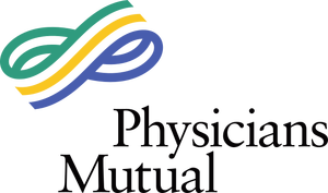 Colorful overlapping lines above the text "Physicians Mutual" in a bold font.