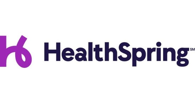 HealthSpring logo with a purple "H" and the word "HealthSpring" in dark blue.
