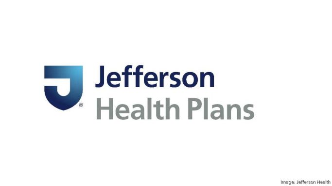 Logo of Jefferson Health Plans, featuring a stylized "J" and text in blue and gray.