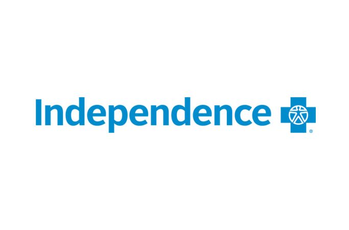 Blue text reading "Independence" with a blue cross symbol.